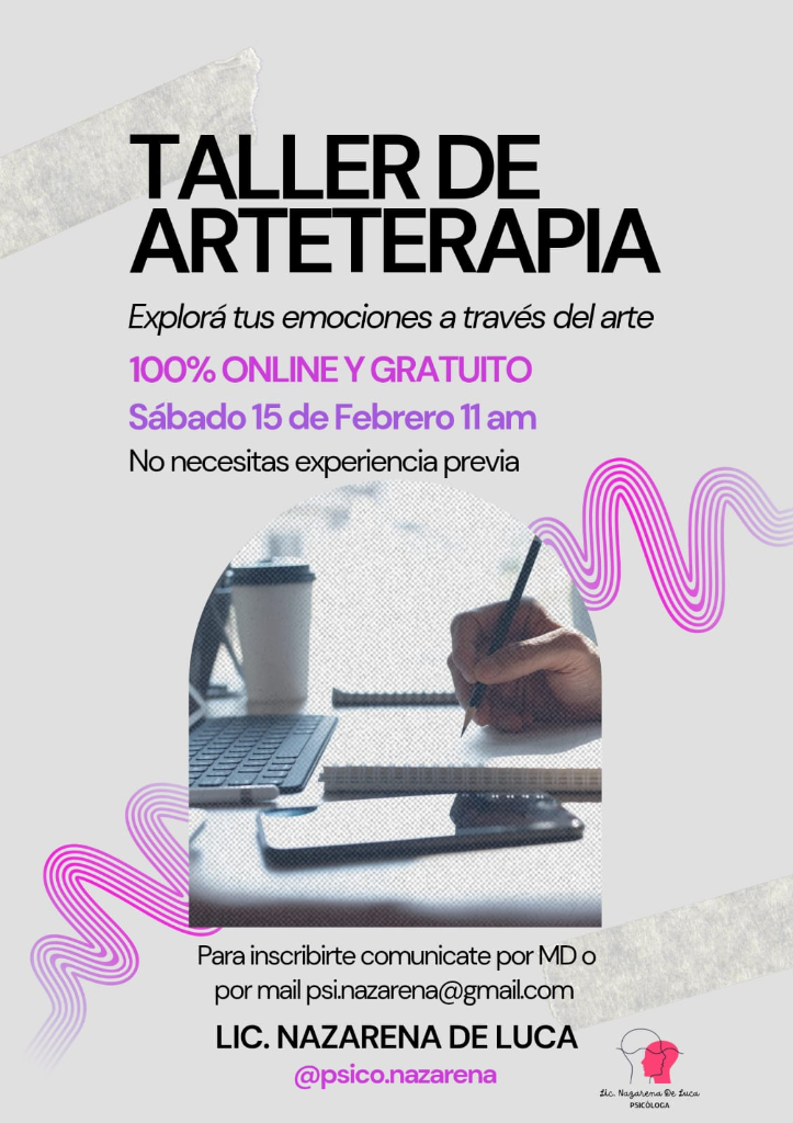 Flyer del taller de arteterapia y expresión de emociones para autoconocimiento